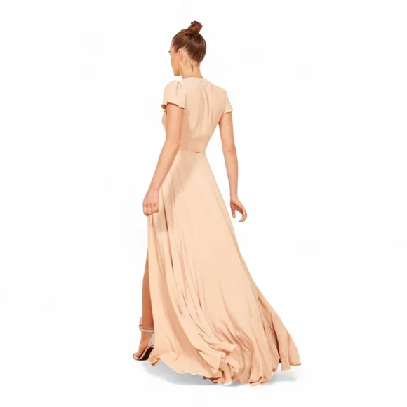 Reformation Rosie Wrap Maxi Dress | Plunge Neck High Slit Flutter‎ Sleeve NWOT M - Picture 2 of 11